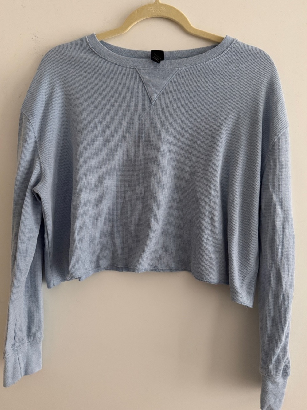 wild fable Light Blue Cropped Waffle Long Sleeve Top